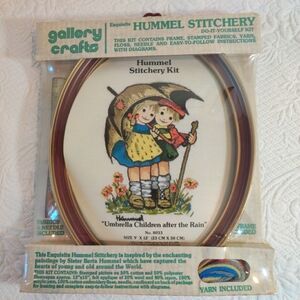 Gallery Crafts Hummel Stitchery Kit "Umbrella Children After The Rain" Vtg 1976